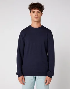 Wrangler Crew Kint Męski Sweter Navy W8A0Pd114-S - Swetry męskie - miniaturka - grafika 1