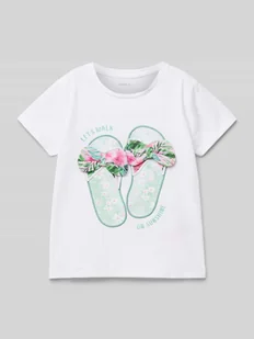 T-shirt z detalem z logo model ‘FIWI’ - Koszulki dla dziewczynek - miniaturka - grafika 1