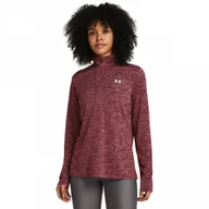 Koszulki sportowe damskie - Damski longsleeve treningowy Under Armour Tech 1/2 Zip- Twist - brązowy - UNDER ARMOUR - miniaturka - grafika 1