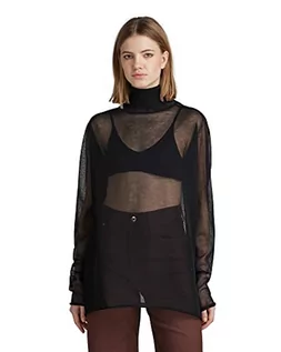 Swetry damskie - G-STAR RAW Sheer Loose Turtle Dzianinowy sweter damski, Czarny (Dk Black D22535-d140-6484), XS - grafika 1