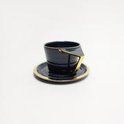 Filiżanki - Filiżanka cappuccino, Niebieska, złocona , 250 ml - miniaturka - grafika 1