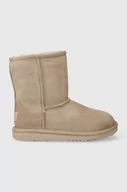 Buty dla dziewczynek - UGG śniegowce zamszowe dziecięce Classic II kolor beżowy - Ugg - miniaturka - grafika 1