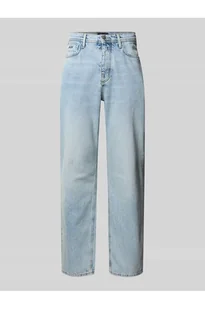 Jeansy o kroju straight fit z aplikacją z logo - Antony Morato - Spodnie męskie - miniaturka - grafika 1