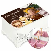 Pamiątka Chrztu Świętego - Szkatułka drewniana z pozytywką i Twoim zdjęciem dla dziewczynki z ok - miniaturka - grafika 1