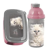 Bidony dla dzieci - ZESTAW śniadaniowy Kotek | Bidon + Śniadaniówka | PASO | BPA FREE - miniaturka - grafika 1