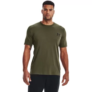 Koszulki sportowe męskie - Męski t-shirt z nadrukiem UNDER ARMOUR UA SPORTSTYLE LC SS - oliwkowa/khaki - grafika 1