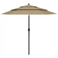 Parasole ogrodowe - vidaXL Lumarko 3-poziomowy parasol na aluminiowym słupku, taupe, 2,5 m! 313863 - miniaturka - grafika 1