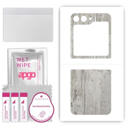 folia naklejka skórka strukturalna na TYŁ do Samsung W24 Flip - Beton Srebrne Paski - apgo SKINS