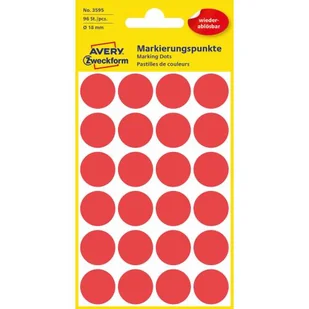 Avery Zweckform Etykiety Zweckform Usuwalne Kółka Do Zaznaczania Czerwone 96 Etykiet 18 ZW269-3 - Etykiety do drukarek - miniaturka - grafika 2