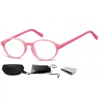 Okulary korekcyjne, oprawki, szkła - Okulary dziecięce zerówki okrągłe lenonki PK15B różowe - grafika 1