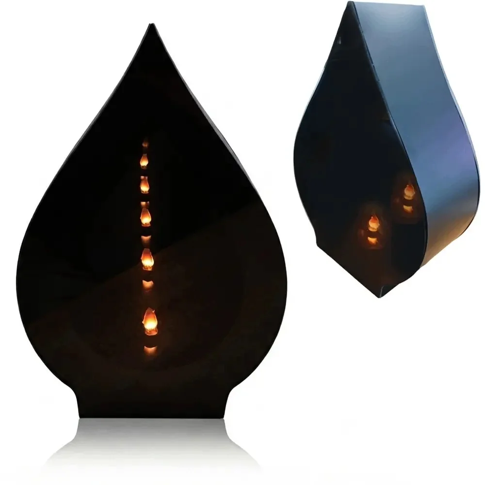 Znicz Szklany na Cmentarz Dwustronny 3D Lustrzany z wkładem LED 31cm