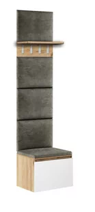 Zestaw mebli do przedpokoju Megan 1P4W dąb złoty +biały/panele szare - Meble do przedpokoju - miniaturka - grafika 1