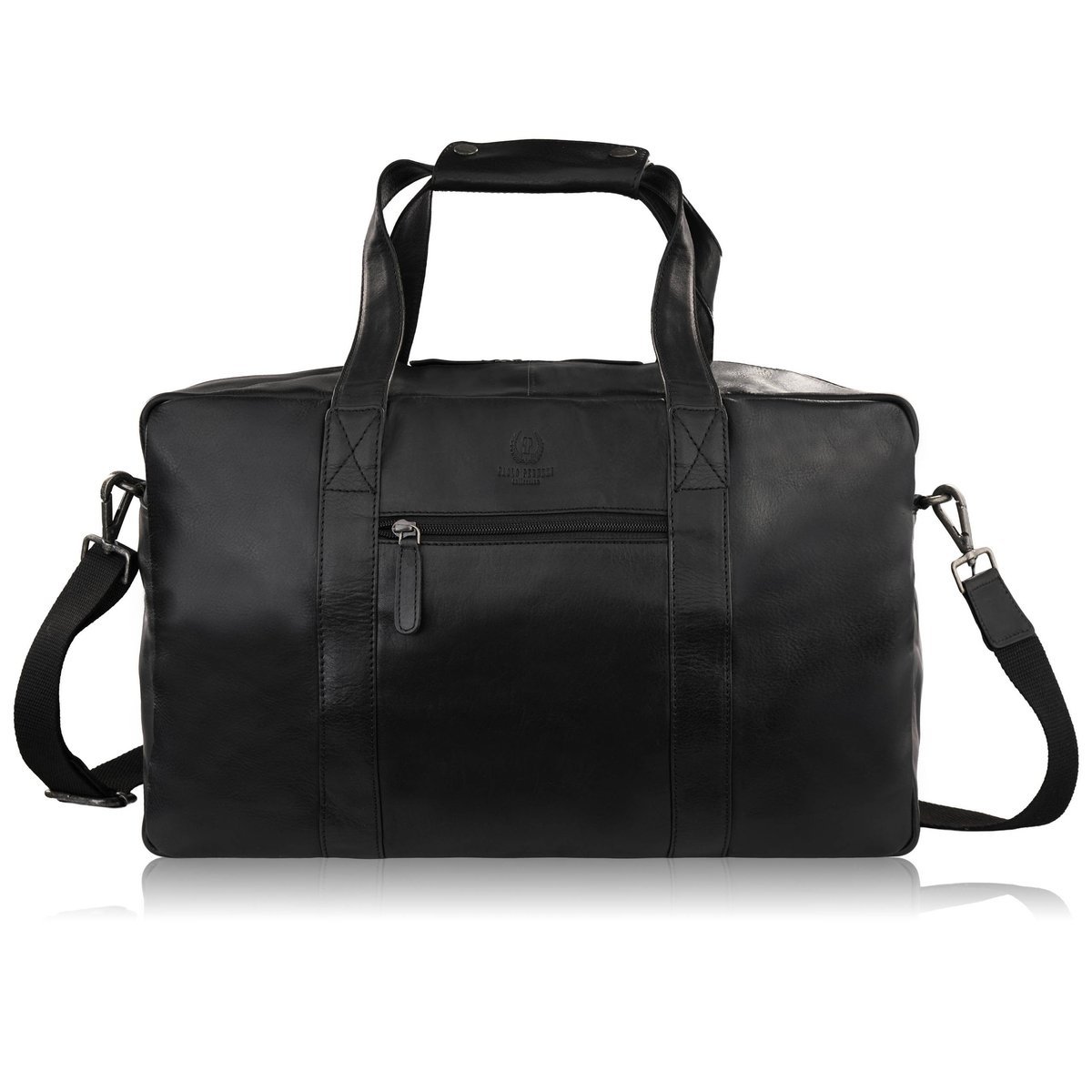 Torba podróżna męska skórzana duża pojemna czarna Paolo Peruzzi SL-10-BL