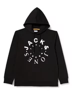 Bluzy męskie - JACK & JONES Męska bluza z kapturem Jjwarrior Sweat Hood Ub, czarny/nadruk: duży, XXL - miniaturka - grafika 1