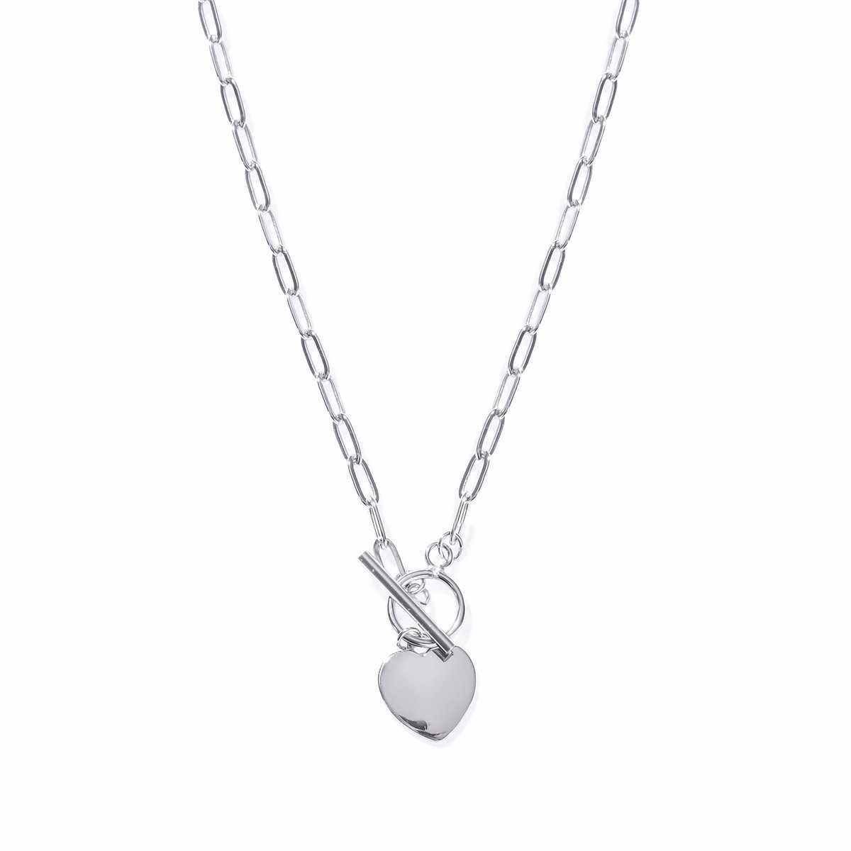 Srebrny naszyjnik 925 toggle serce