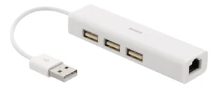 Deltaco USB2-LAN3 stacja dokująca USB 2.0 Biały USB2-LAN3 - Stacje dokujące i replikatory portów - miniaturka - grafika 1