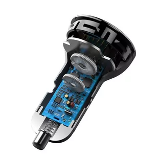 Baseus ładowarka samochodowa USB / USB Typ C 45 W 5 A SCP Quick Charge 4.0+ Power Delivery 3.0 ekran LCD szary (CCBX-C0G) - Ładowarki samochodowe - miniaturka - grafika 4