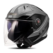 Kaski motocyklowe - Kask Otwarty LS2 OF603 Infinity II Veyron Czarny/Szary/CzerwonyM - miniaturka - grafika 1