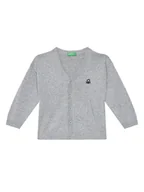 Swetry damskie - United Colors Of Benetton Kardigan 120YG600G Szary Regular Fit - miniaturka - grafika 1
