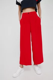 Spodnie damskie - Tommy Hilfiger spodnie damskie kolor czerwony szerokie high waist - grafika 1