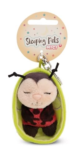 NICI 61610 Sleeping Pets breloczek biedronka w koszyczku, wierny towarzysz do plecaka lub torby, zawieszka do kluczy dla małych i dużych, 8 cm, czerwony