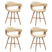 Krzesła - vidaXL Krzesła jadalniane, 4 szt., kremowe, ekoskóra i gięte drewno - miniaturka - grafika 1