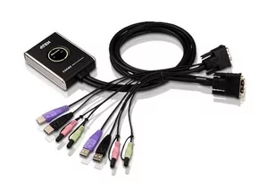 Aten Przełącznik KVM CS682-AT 2-portowy USB DVI/Audio z kablowym przełączaniem portów CS682-AT - Adaptery i przejściówki - miniaturka - grafika 3