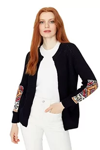 Trendyol Damski sweter bomberka z kołnierzykiem zwykły zwykły kardigan, granatowy, L, granatowy, L - Swetry damskie - miniaturka - grafika 1