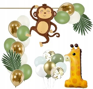 BALONY boho SAFARI zwierzątka małpka ROCZEK - Baby shower i roczek - miniaturka - grafika 1