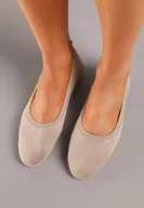 Baleriny - Ciemnobeżowe Balerinki z Elastyczną Cholewką Lililena - miniaturka - grafika 1