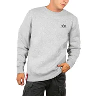 Bluzy sportowe męskie - Bluza Alpha Industries Basic Sweater Small Logo 18830717 - szara - miniaturka - grafika 1