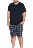 Piżamy damskie - Komplet piżamowy męski big size krótki rękaw spodenki granat 4XL - miniaturka - grafika 1