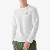 Koszulki sportowe męskie - Męski Longsleeve 4F Koszulka z długim rękawem Biała M00TLONM375-10S - miniaturka - grafika 1