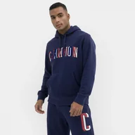 Bluzy sportowe męskie - Męska bluza dresowa nierozpinana z kapturem CHAMPION Rochester Hooded Sweatshirt - granatowa - miniaturka - grafika 1