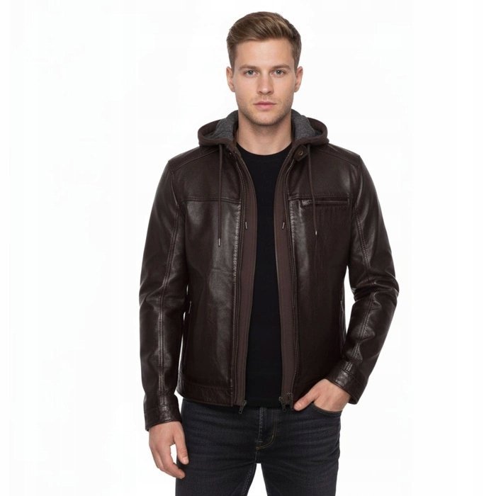 Lee Cooper Bomber kurtka męska pilotka odpinany Kołnierz Kolor brąz Roz.M