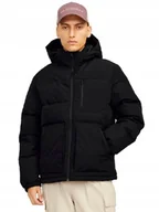 Kurtki męskie - JACK&JONES CZARNA KURTKA MĘSKA WODOODPORNA PIKOWANA Z KAPTUREM XL JYB - miniaturka - grafika 1