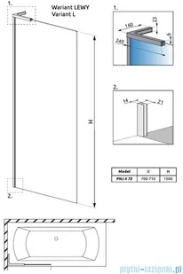 Radaway Modo SL Brushed GunMetal Pnj parawan nawannowy 70cm lewy szczotkowany grafit 10316070-92-01L - Akcesoria do armatury i ceramiki - miniaturka - grafika 2