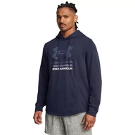 Bluzy sportowe męskie - Męska bluza dresowa nierozpinana z kapturem Under Armour UA Rival Terry Graphic Hood - granatowa - UNDER ARMOUR - miniaturka - grafika 1