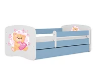 Łóżka dla dzieci i młodzieży - Łóżko dla dziecka, barierka, Babydreams, miś z motylkami, niebieskie - miniaturka - grafika 1