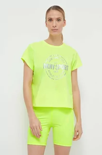 Koszulki sportowe damskie - Dkny t-shirt bawełniany damski kolor żółty - DKNY - grafika 1