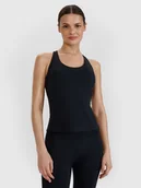 Koszulki sportowe damskie - 4F Top do jogi i pilatesu slim szybkoschnący damski - czarny L - miniaturka - grafika 1