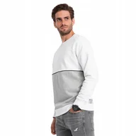 Bluzy męskie - Bluza męska OVERSIZE z kontrastowym łączeniem kolorów biało-szara V1 B1673 - miniaturka - grafika 1