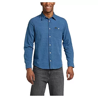 Koszule męskie - Lee Męska koszula Leesure Shirt, indygo, XL - grafika 1
