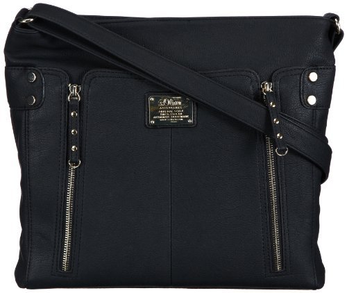 s.Oliver (Bags) damska Sporty Stud Shoulder Bag torba na ramię, 36 x 30 x 6 cm, czarny - czarny 9999-36x30x6 cm (B x H x T)