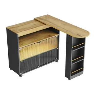 Rozkładany stół barowy ze schowkiem i oświetleniem LED, nowoczesny teleskopowy stół barowy, 138-204×39×105 cm, na kółkach do kuchni i salonu - Stoły Rozkładany stół barowy ze schowkiem i oświetleniem LED, nowoczesny teleskopowy stół barowy, 138-204×39×105 cm, na kółkach do kuchni i salonu - Stoły - miniaturka - grafika 1