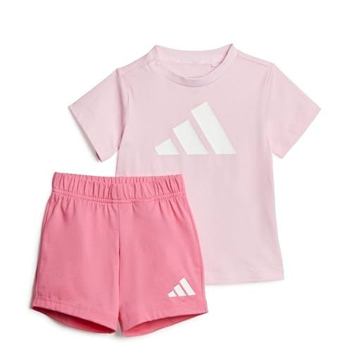 adidas uniseks-baby ESSENTIALS BIG LOGO T-SHIRT SET, clear pink/white, 6-9 Months