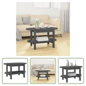 Ławy i stoliki kawowe - The Living Store Stolik kawowy szary 80x45x45 cm lite drewno sosnowe - miniaturka - grafika 1