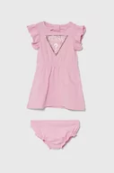 Sukienki i spódniczki dla dziewczynek - Guess sukienka niemowlęca kolor różowy mini rozkloszowana - miniaturka - grafika 1
