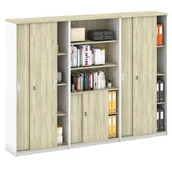 Zestawy mebli biurowych - B2B Partner Zestaw szaf MIRELLI, Typ IX - biały/dąb sonoma 437577 - miniaturka - grafika 1