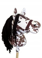 Maskotki i pluszaki - HOBBY HORSE A4, KOŃ NA KIJU - SROKATY BIAŁO-BRĄZOWY + KANTAR + GRATIS - miniaturka - grafika 1